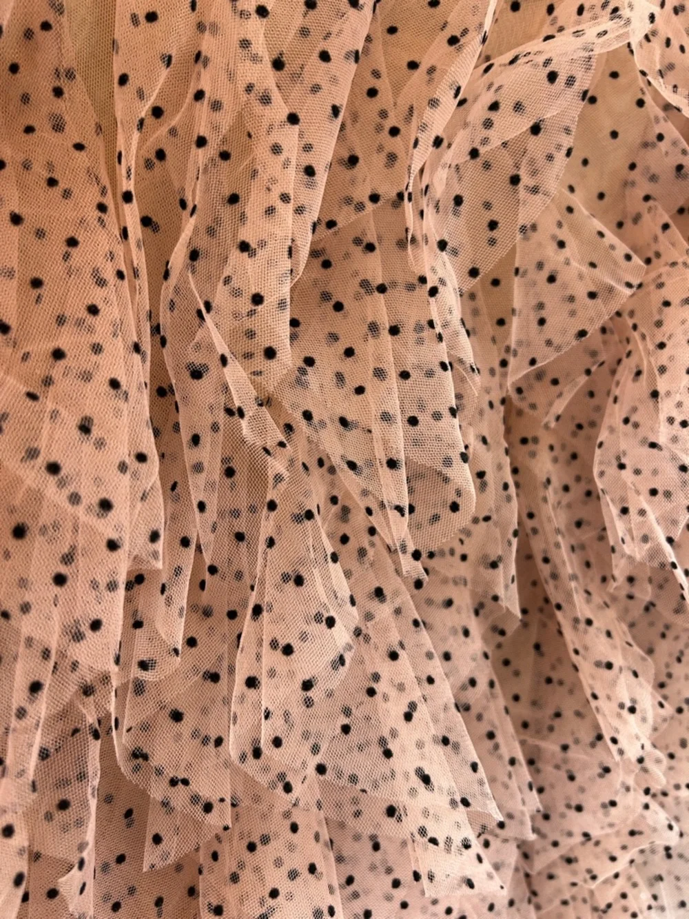 dolan Blush Tan Polka Dot Ruffle Mesh Blouse - Picture 4 of 5